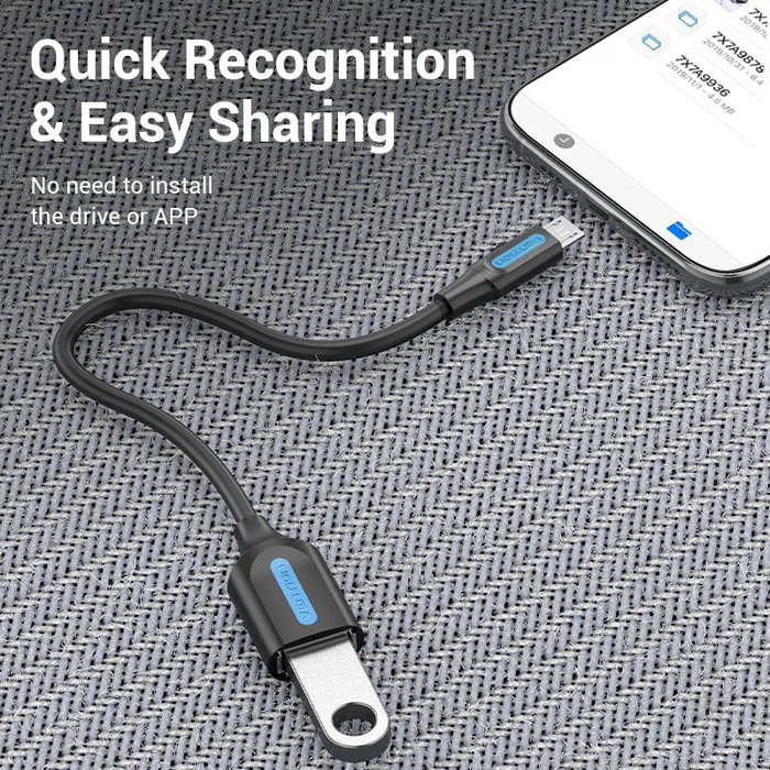 Vention Cable USB 2.0 CCUBB Micro-USB B Macho a USB A Hembra 15cm Negro